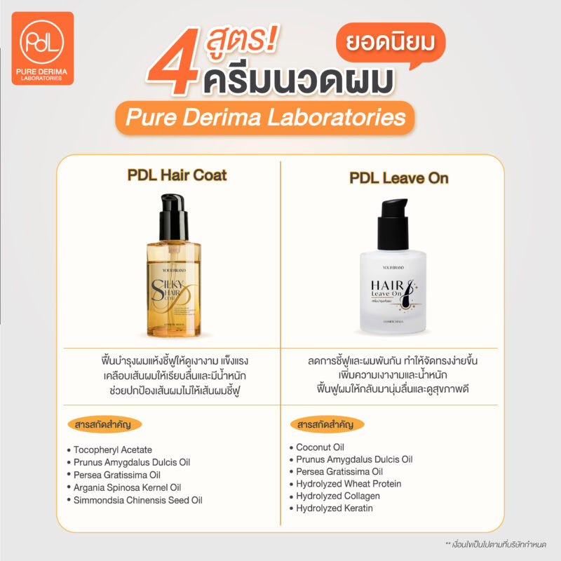 4 สูตรมาตรฐานยอดนิยม ของโรงงานรับผลิตครีมนวดผม Pure Derima Laboratories