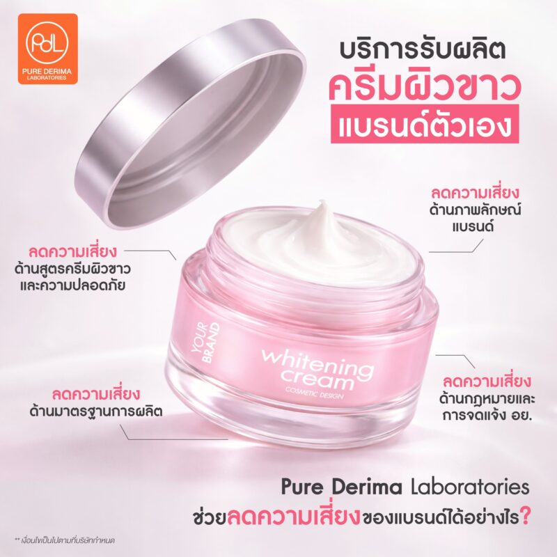 รับผลิตครีมผิวขาวแบรนด์ตัวเอง โอกาสสร้างแบรนด์ให้ปัง พร้อมลงตลาดจริง 3 บริการรับผลิตครีมผิวขาวแบรนด์ตัวเองแบบครบวงจร Pure Derima Laboratories ช่วยลดความเสี่ยงของแบรนด์ได้อย่างไร?