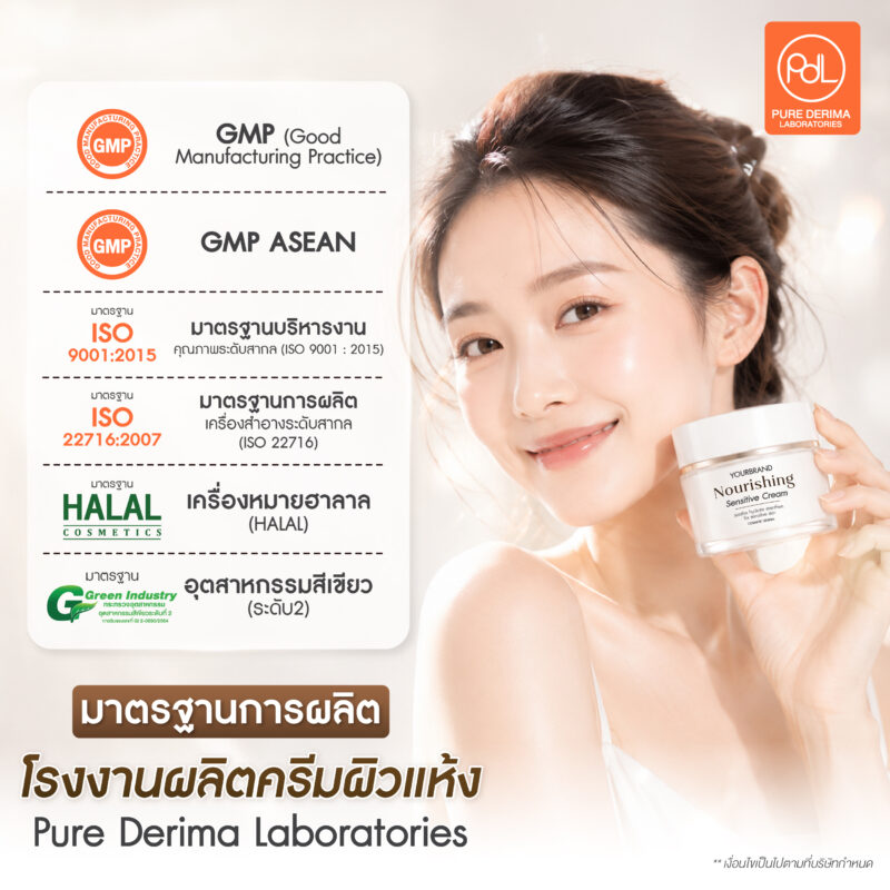 ไขข้อข้องใจ! ทำไมต้องโรงงานผลิตครีมผิวแห้งมาตรฐาน GMP สำหรับมือใหม่ 3 มาตรฐานการผลิตระดับสากลที่โรงงานผลิตครีมผิวแห้ง Pure Derima Laboratories ใช้ในการผลิต